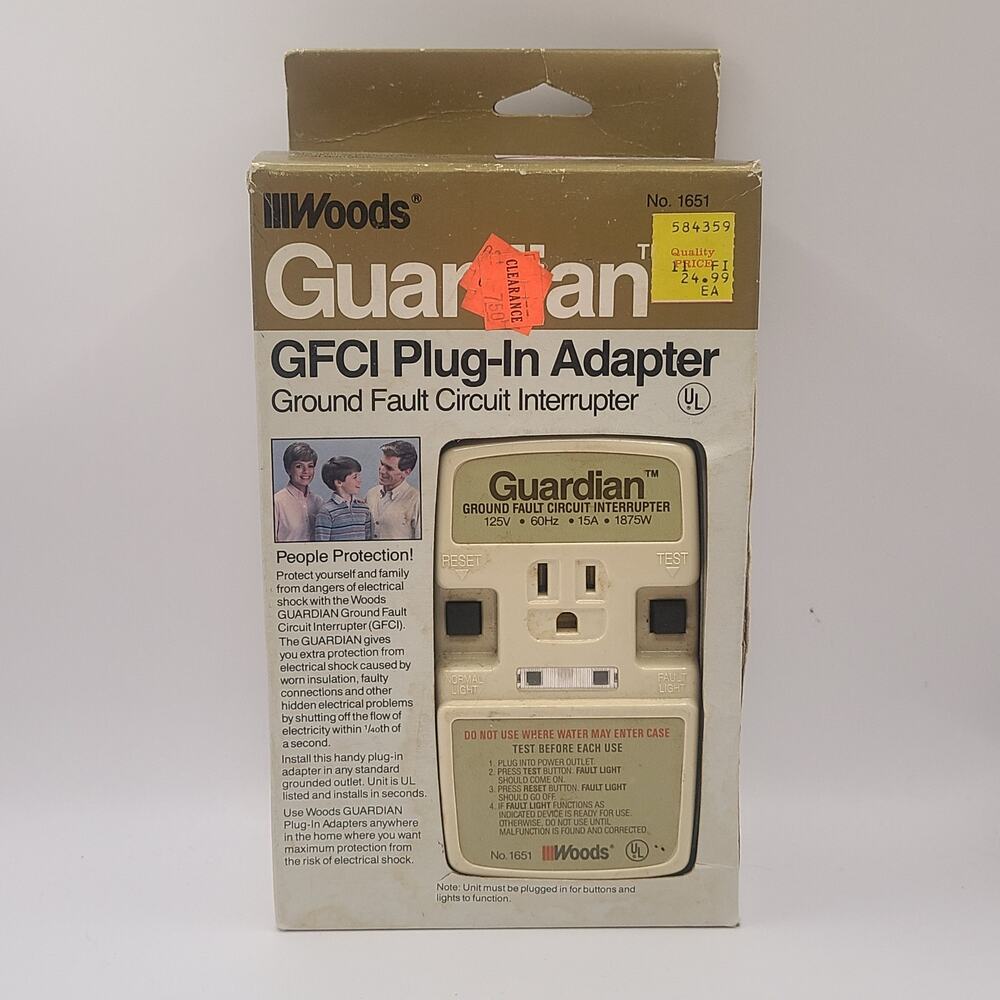 Woods Guardian GFCI Plug in Adapter Ground Fault Model 1651 New in Package